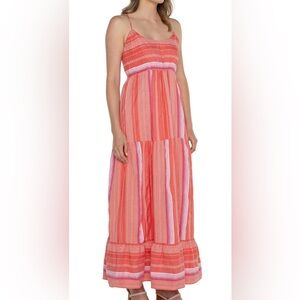 Liverpool Striped Coral Maxi Dress